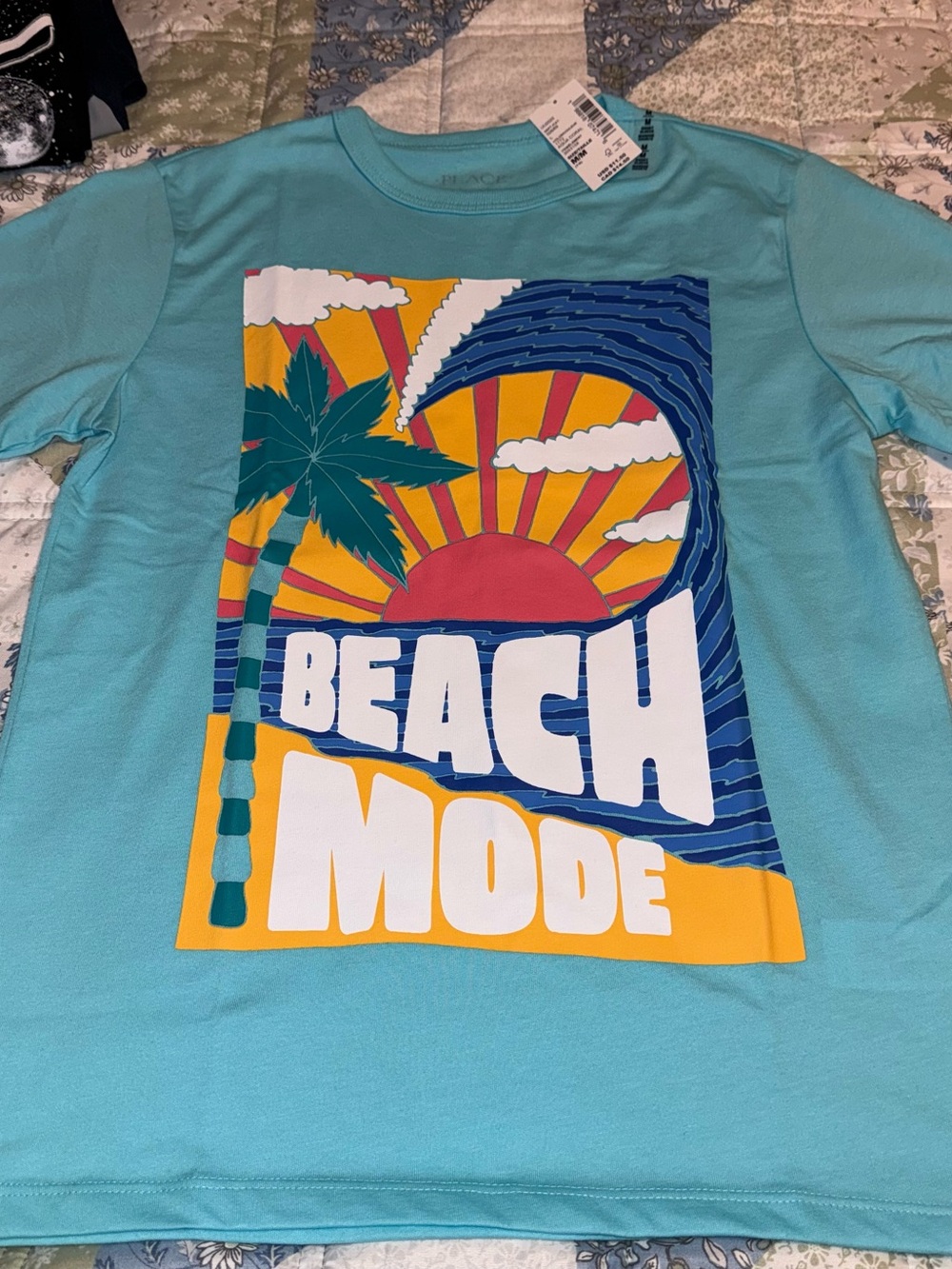 The Children’s Place Boys Size M 7 8 Medium New NWT Aqua Beach Mode Shirt